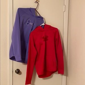 Two under-amour dry fit women’s hooded sweatshirts